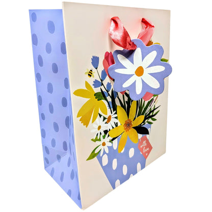 Set of 2 Luxury Floral Gift Bags – Medium 23 x 18 x 10.2cm – Elegant Spring Designs with Ribbon Handles – Reusable Gift Bags for Easter, Mother’s Day, Birthdays & Special Occasions