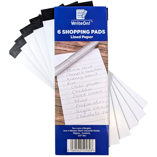 6 Slimline Shopping List Pads – 30 Sheets Per Pad – Lined Paper – 6 Pack of Grocery List Notepads – Top-Bound Memo Pads – Compact & Portable for Shopping, To-Do Lists, and Reminders