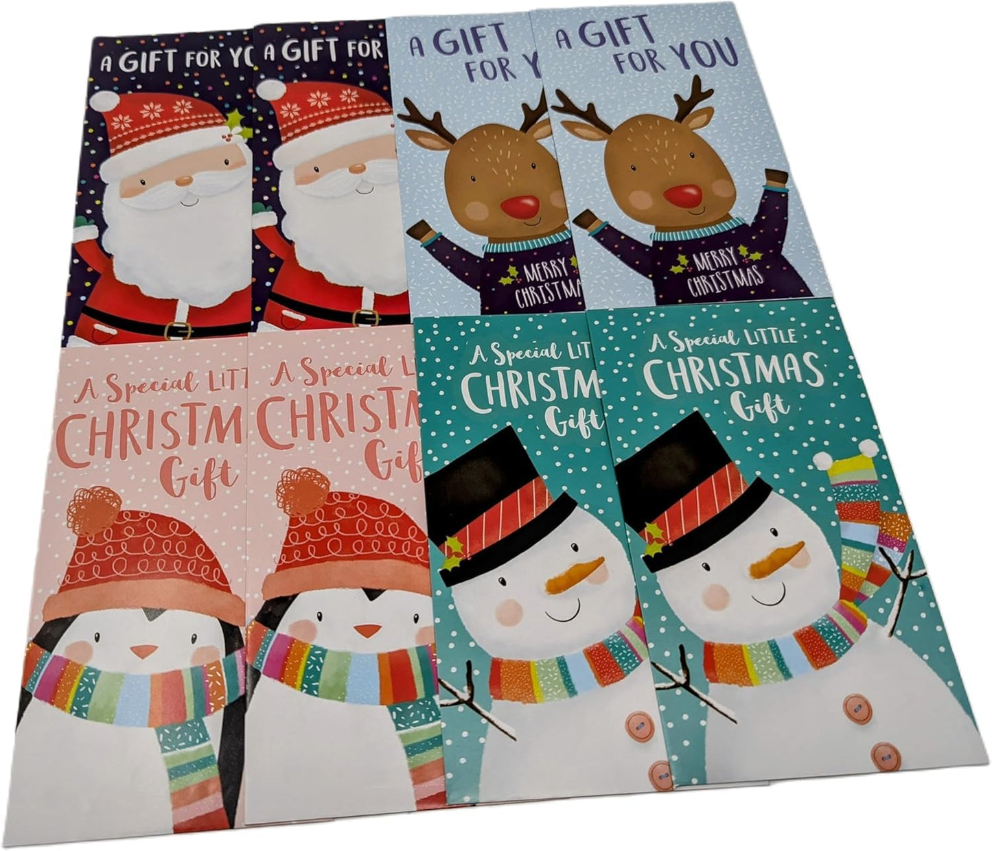 🎄 8 Christmas Money Envelopes – Santa, Reindeer, Penguin & Snowman Designs – Cash, Voucher & Gift Card Holders (16 × 9 cm)