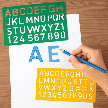 4-Piece Alphabet & Number Stencil Set – Multi-Sized Plastic Letter & Number Templates for Crafts & Learning