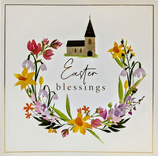 Set of 8 Christian Easter Cards – Elegant Church Design with Spring Flowers | 210 GSM Premium Cardstock | Includes Envelopes | Faith-Inspired Easter Blessings