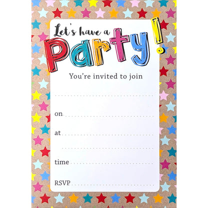 🎉 40 Star Border Party Invitations with White Envelopes – Kraft Background (19 × 13 cm)