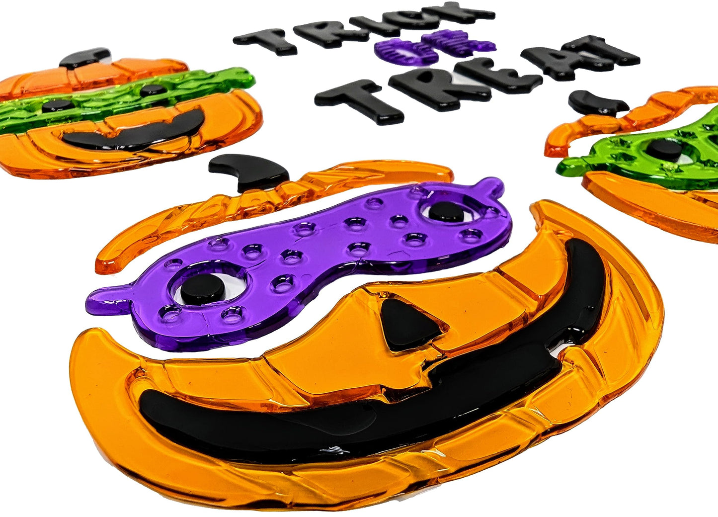 🎃 Pumpkin Trio Halloween Gel Window Stickers – Reusable Trick or Treat Décor – 20×20 cm Sheet
