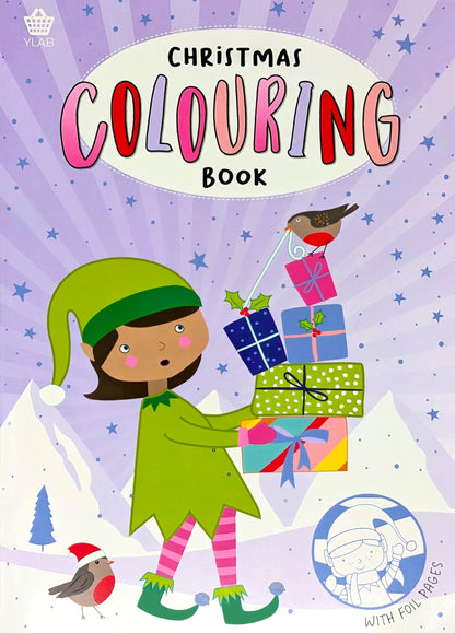 2-Pack Christmas Colouring Books – A4 Size – 4 Foil Pages + 20 Colouring Pages Per Book – Stocking Filler Gift for Kids Ages 3+