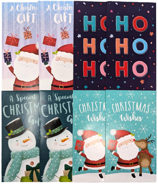 8 Christmas Money Envelopes – Cash & Gift Card Holders – Festive Designs for Kids, Boys & Girls – Santa, Snowman, Reindeer – 16 x 9 cm – Voucher Wallets with to/from Labels – Pack of 8