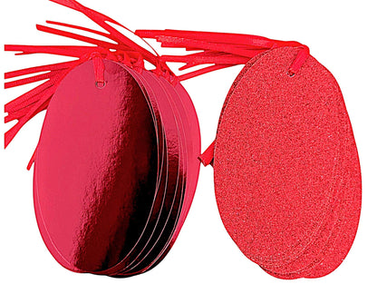 20 Red Luxury Oval Gift Tags – 10 Glitter & 10 Foil – 10.5 × 6 cm – Pre-Attached Red String – Premium Card – Eco-Friendly Packaging - You Love a Bargain