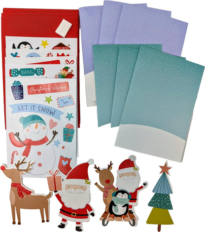 Make Your Own Christmas Cards Kit for Kids – 6 DIY Cards with Envelopes, Stickers & Pop-Out Decorations – Ages 3+