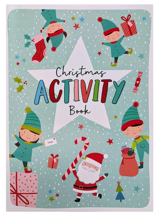 Christmas Activity Book for Kids – 20 Pages of Colouring, Puzzles, Stickers & Crafts (A4, Eco-Friendly)