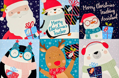 30 Mini Christmas Cards for Children with Envelopes – 8x8cm – For Kids, Teachers, TAs & Classmates – Fun Festive Designs – Pack of 30 Small Square Holiday Cards