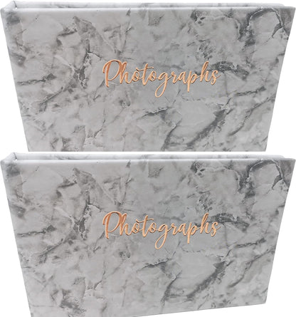 2 Pack Marble Design Photo Albums – Holds 36 Photos Each – 6" x 4" – Slip-In Pockets