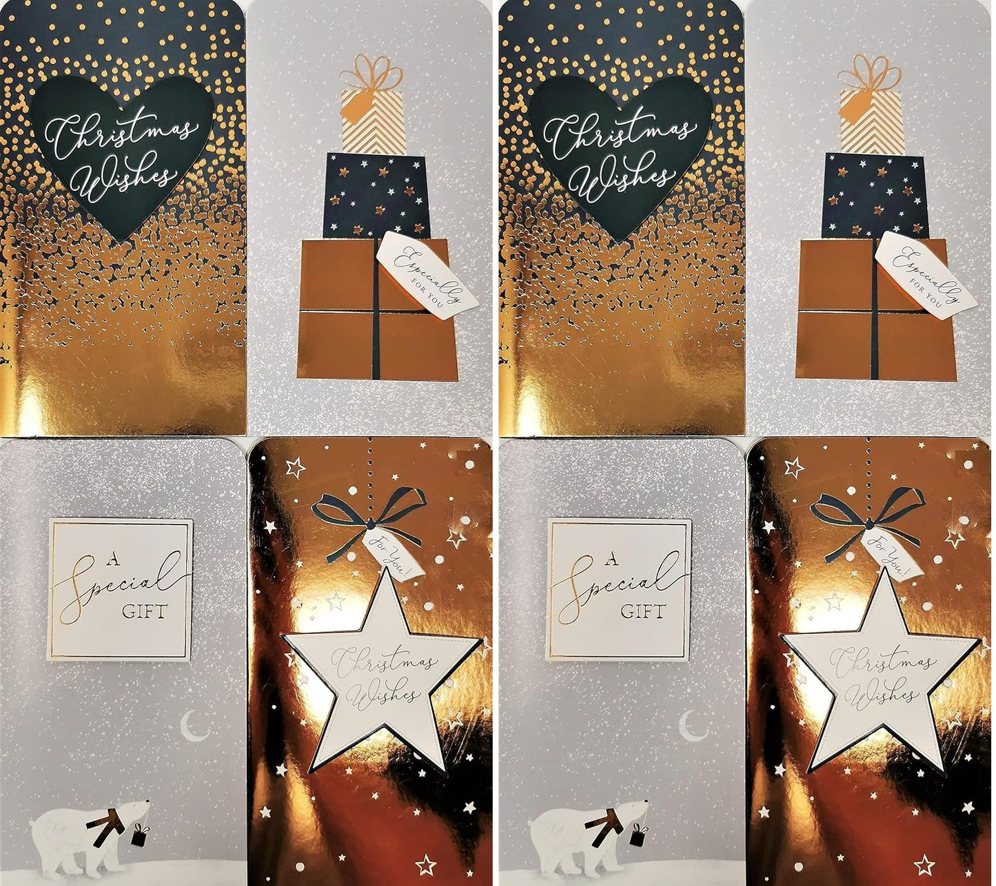 8 Christmas Money Wallets with Envelopes – Arctic Luxe Silver & Rose Gold Designs – Pack of 8 Festive Gift Card Holders – for Cash, Vouchers & Gift Cards – 16 x 9 cm – Includes White Envelopes