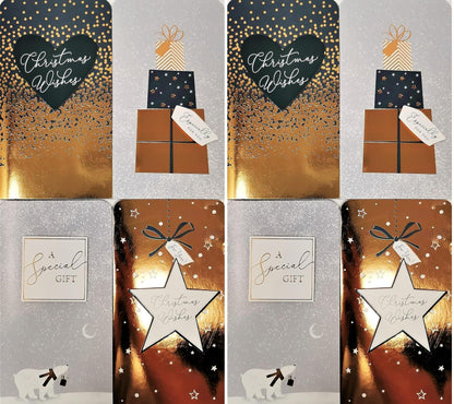 8 Christmas Money Wallets with Envelopes – Arctic Luxe Silver & Rose Gold Designs – Pack of 8 Festive Gift Card Holders – for Cash, Vouchers & Gift Cards – 16 x 9 cm – Includes White Envelopes
