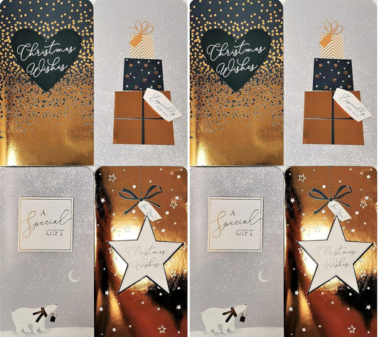 8 Christmas Money Wallets with Envelopes – Arctic Luxe Silver & Rose Gold Designs – Pack of 8 Festive Gift Card Holders – for Cash, Vouchers & Gift Cards – 16 x 9 cm – Includes White Envelopes
