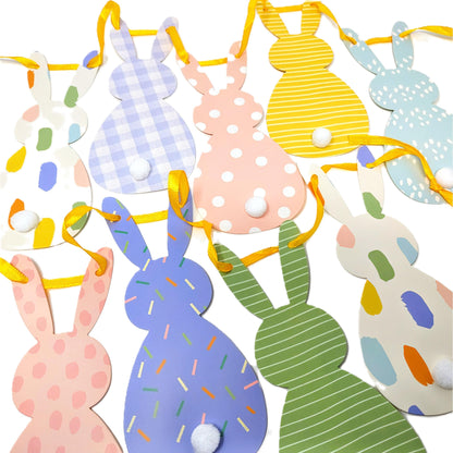 Easter Bunny Bunting – 2M Pre-Threaded Double-Sided Garland | Cute Easter Decorations for Egg Hunts, Parties & Home Décor