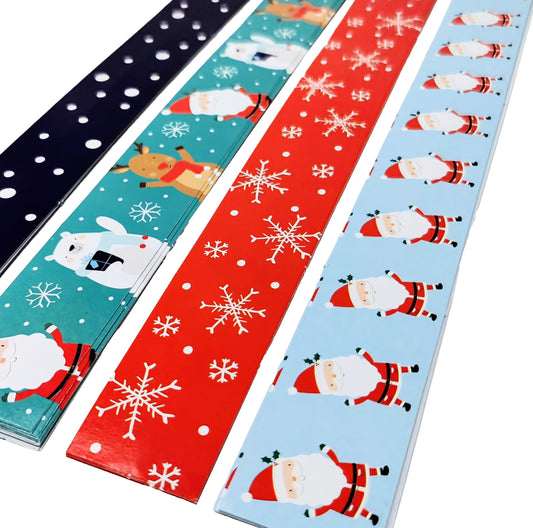80 Christmas Paper Chains – Peel & Seal Strips with Santa, Polar Bears, Reindeer & Snowflakes (22.2 × 2.7 cm)
