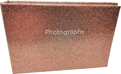 2 Pack Glitter Rose Gold Photo Albums – Holds 36 Photos Each – 6" x 4" – Slip-In Pockets