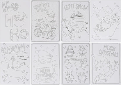 10 Colour Your Own Christmas Cards with Envelopes – Fun DIY Festive Greeting Card Set for All Ages – A6 Size