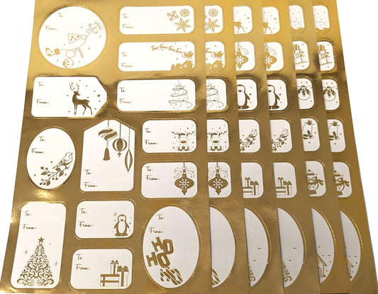 100 Golden Gift Labels for Christmas – Shiny Gold Foil Stickers for Presents | Peel & Stick Tags | Mixed Sizes (4–6cm) | to/from Labels for Xmas Wrapping – 8 Sheets