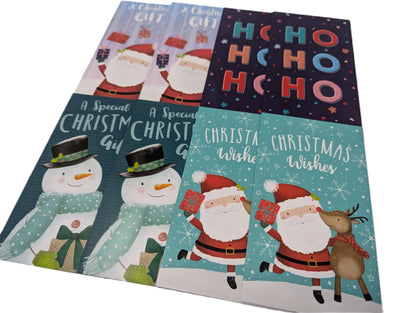 8 Christmas Money Envelopes – Cash & Gift Card Holders – Festive Designs for Kids, Boys & Girls – Santa, Snowman, Reindeer – 16 x 9 cm – Voucher Wallets with to/from Labels – Pack of 8