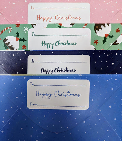 8 Kids’ Christmas Money Envelopes – 4 Festive Designs – For Cash, Gift Cards & Vouchers – 16 × 9 cm – To/From Message