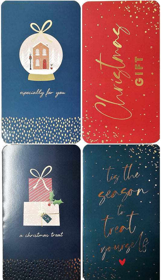 4 Glam Christmas Money Wallets with Red Envelopes – Festive Holders for Cash, Gift Cards & Vouchers (16 × 9 cm)