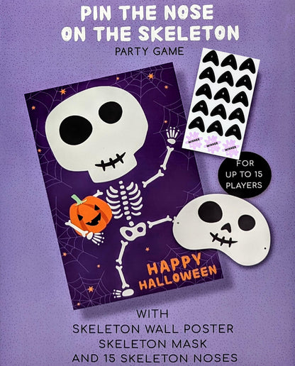3-in-1 Halloween Party Game Bundle – Pin the Nose & Fangs Games for Kids – Pumpkin, Skeleton & Vampire (15 Players Each)