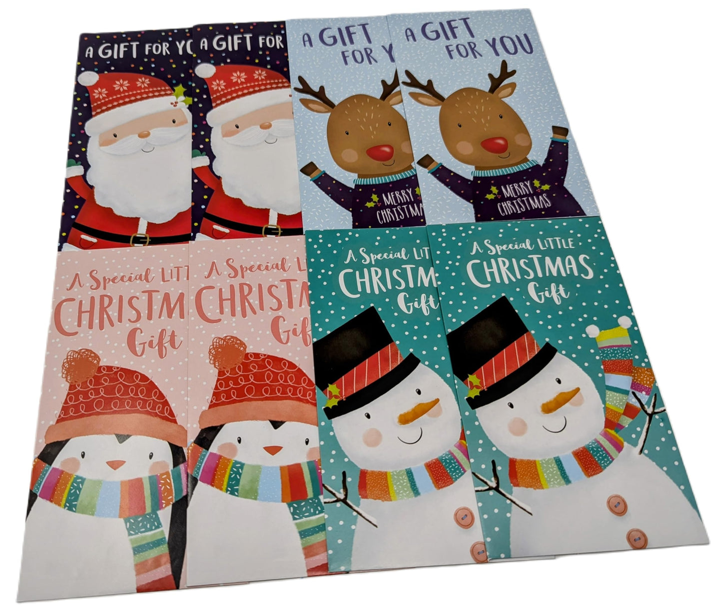 🎄 8 Christmas Money Envelopes – Santa, Reindeer, Penguin & Snowman Designs – Cash, Voucher & Gift Card Holders (16 × 9 cm)