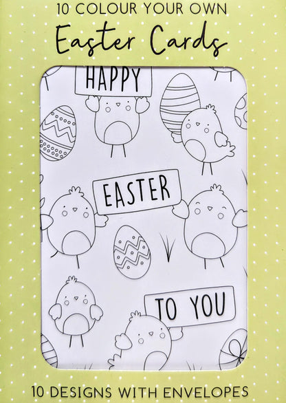 10 Colour Your Own Easter Cards with Envelopes – Kids Colouring Activity | Eco-Friendly Packaging | Fun Craft