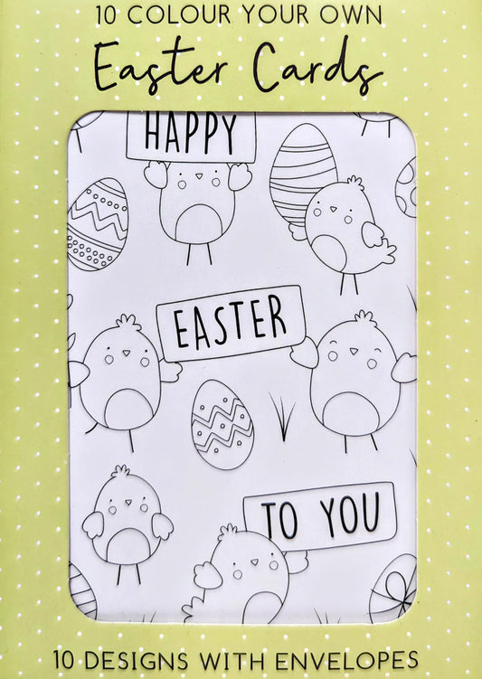 10 Colour Your Own Easter Cards with Envelopes – Kids Colouring Activity | Eco-Friendly Packaging | Fun Craft