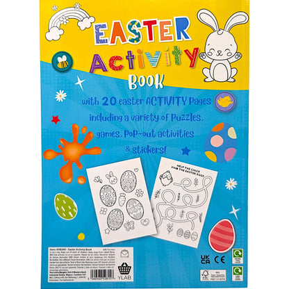 YLAB Easter Activity Book for Kids – A4 Fun & Educational Puzzle Book with Stickers | 20 Pages of Games, Crafts & Colouring | FSC Certified