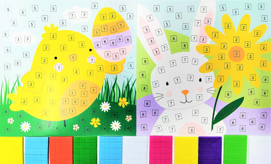 YLAB Easter Mosaic Art Kit – Pack of 2 – Easter Bunny & Chick Craft Set for Kids – DIY Sticker Activity with Foam Dots – Fun & Easy Easter Holiday Craft – Mess-Free, No Glue Needed