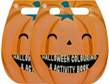 2-Pack Pumpkin Halloween Colouring & Activity Books – 30 Pages Each + Stickers – Mazes, Puzzles & Colouring Fun