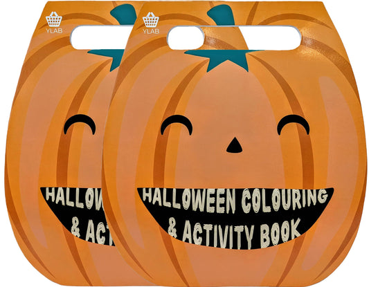 2-Pack Pumpkin Halloween Colouring & Activity Books – 30 Pages Each + Stickers – Mazes, Puzzles & Colouring Fun