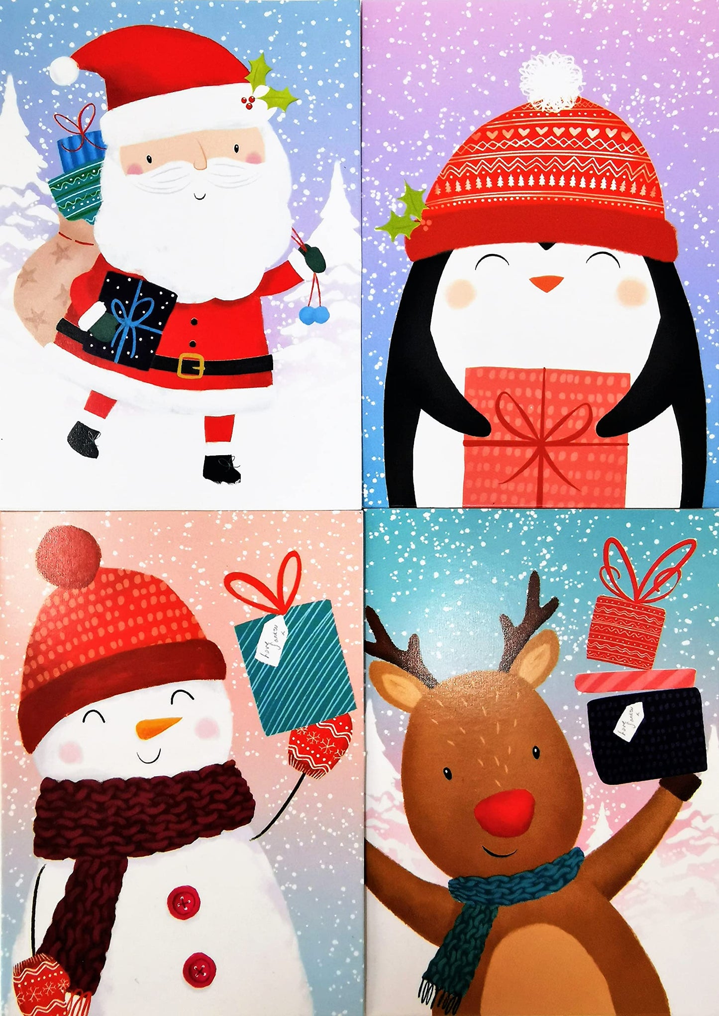 16 Mini Christmas Cards - Ideal for School Children - Fun Kids Designs