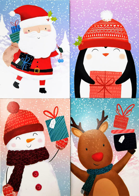 16 Mini Christmas Cards - Ideal for School Children - Fun Kids Designs