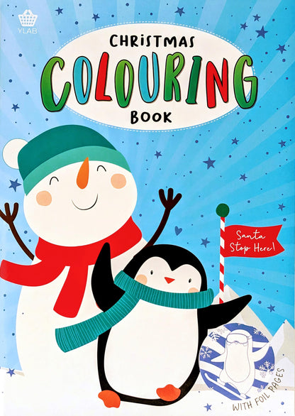 2-Pack Christmas Colouring Books – A4 Size – 4 Foil Pages + 20 Colouring Pages Per Book – Stocking Filler Gift for Kids Ages 3+