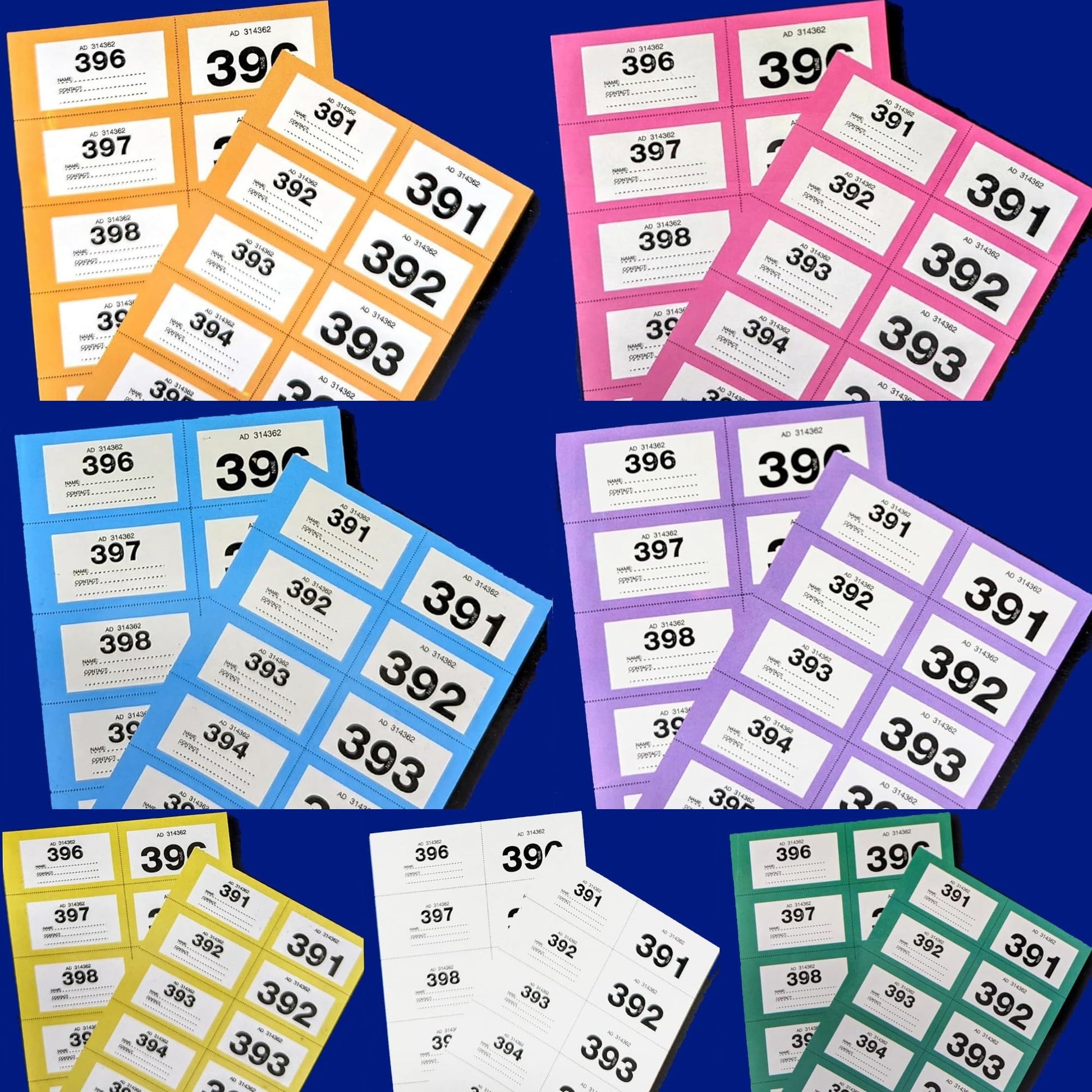 🎟️ 7 Jumbo Raffle Ticket Books – 2,800 Numbered Tickets (1–400 per Book) – 7 Colours – Extra Large Cloakroom & Fundraising Tickets - You Love a Bargain