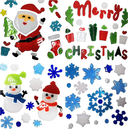 16 Sheets Christmas Window Gel Clings – Festive Reusable Stickers for Windows, Mirrors & Glass – 19×19cm