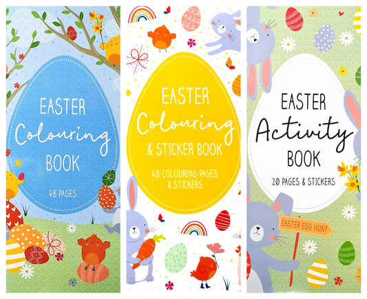 Set of 3 Easter Activity & Colouring Books for Kids – Includes Stickers, Puzzles, Crafts & Games – Fun & Educational Easter Gift – FSC Certified & Eco-Friendly