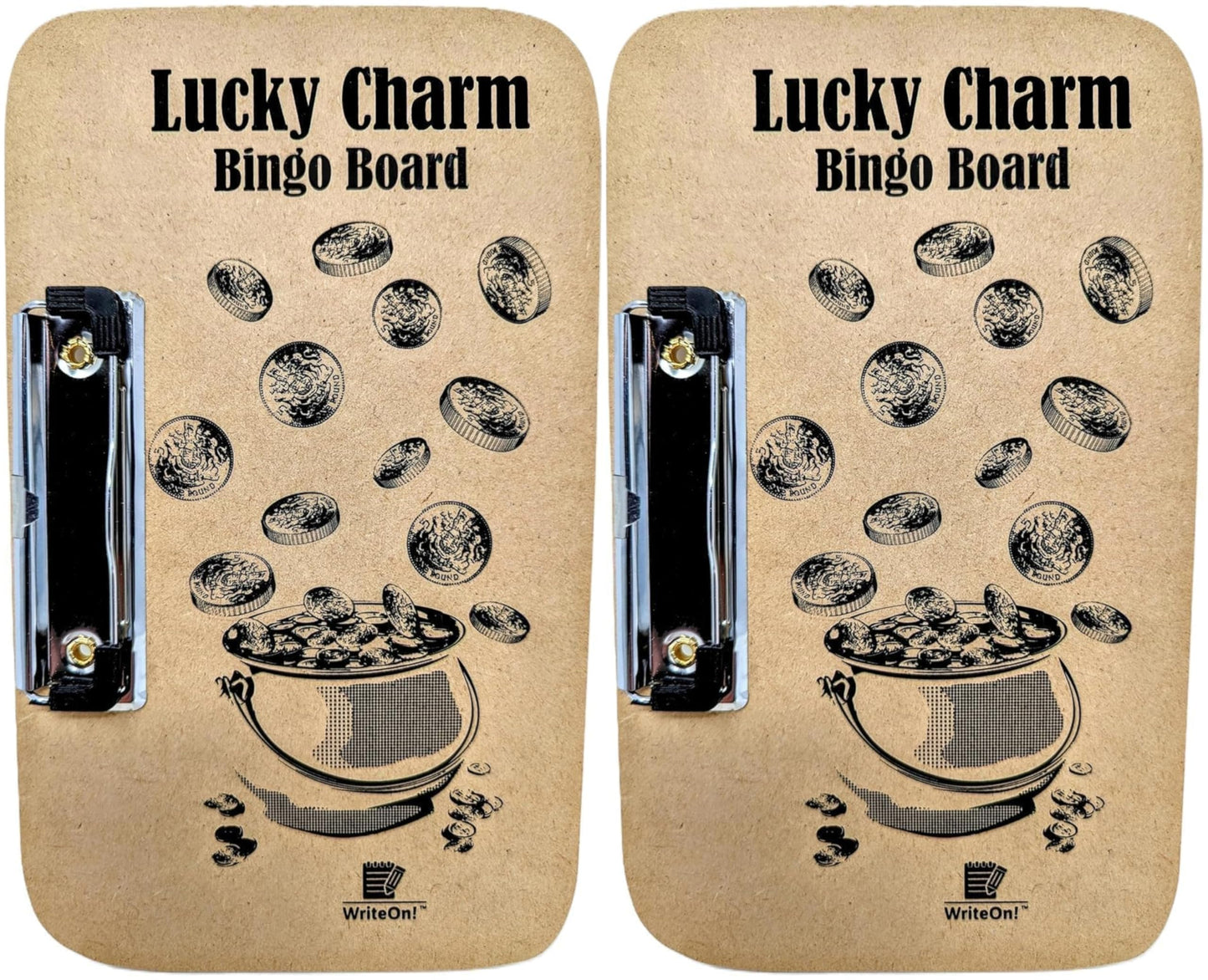 (2 Pack) Bingo Boards With Metal Clip - 29cm x 12cm