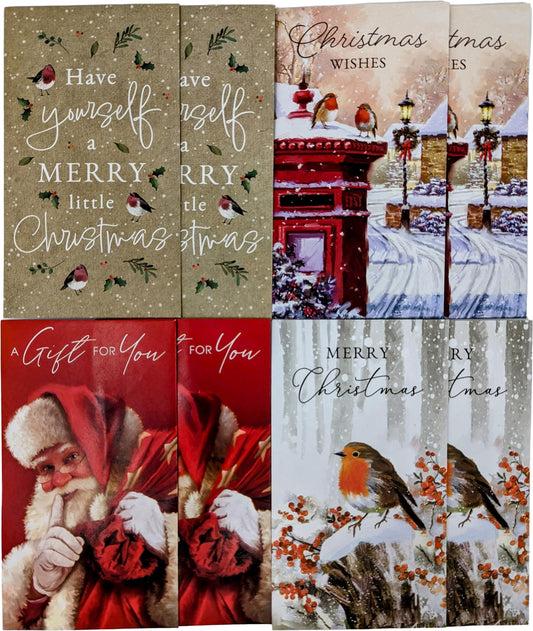 8 Christmas Money Envelopes – Traditional Robin Design – For Cash, Gift Cards & Vouchers – 16 × 9 cm – To/From Message