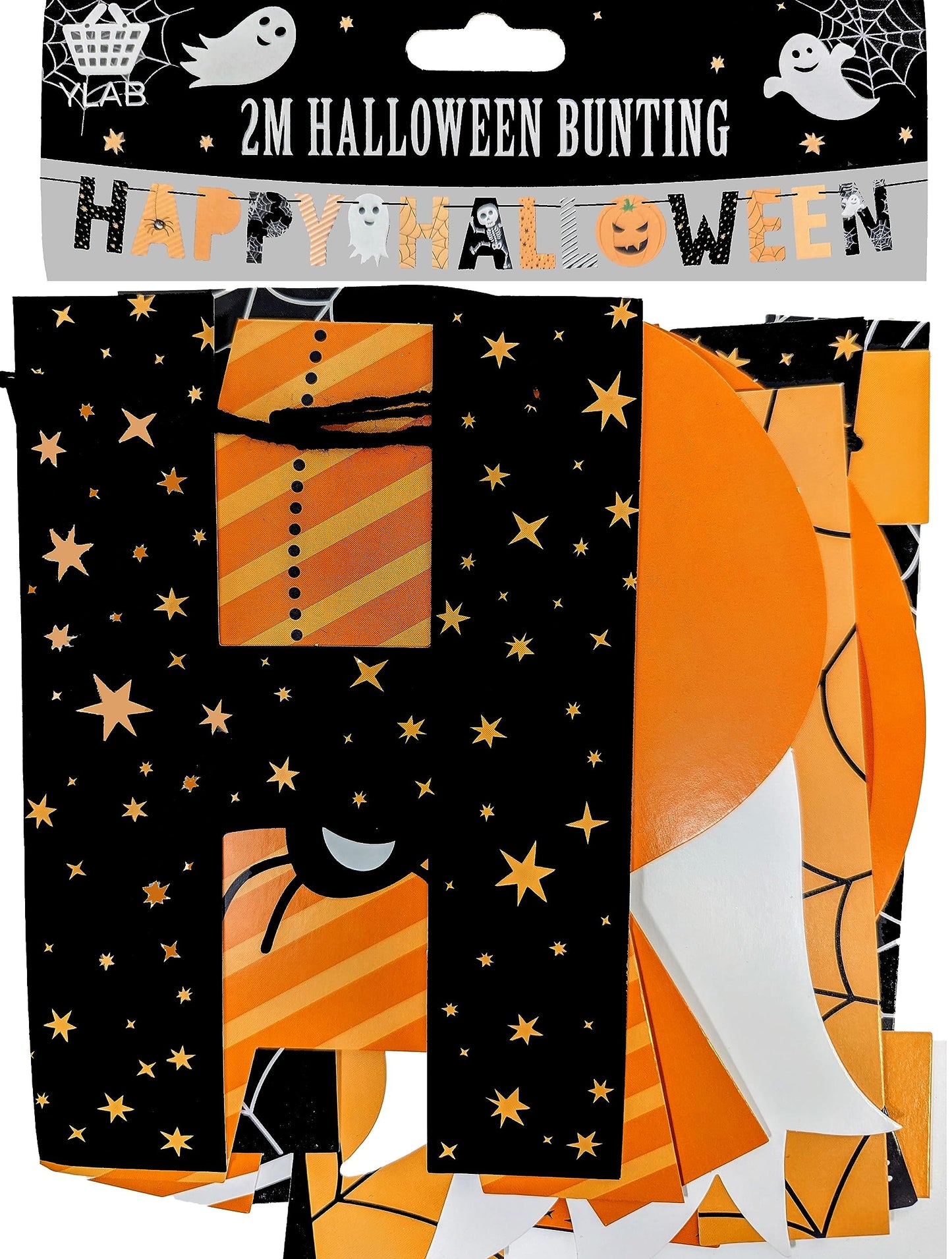 🎃 Happy Halloween Banner – 2m Pre-Strung Garland with Pumpkins, Ghosts & Skeletons – Kids & Party Decoration