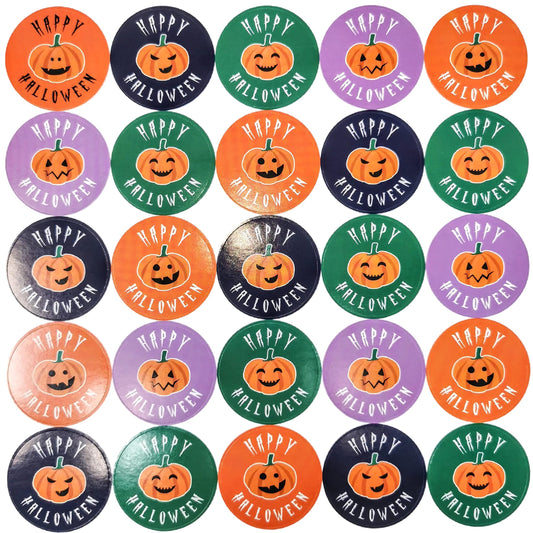 🎃 200 Halloween Pumpkin Stickers – 4cm Round – 8 Sheets – Trick or Treat Bags, Party Favours & Crafts