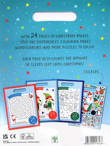 📖 Advent Book – Countdown to Christmas Activity Book with 25 Daily Festive Activities & 100 Stickers 🎄