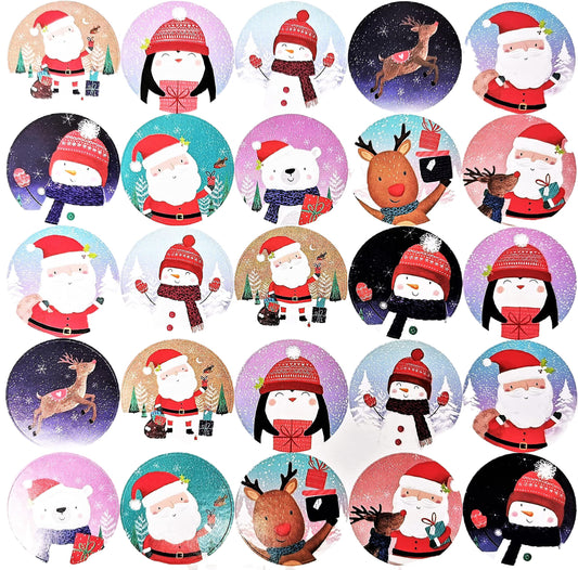 500 Christmas Stickers – 4cm Round Festive Labels for Gift Wrapping, Cards, Crafting, Parcels – 25 Designs – Xmas Holiday Stickers for Kids, Crafts, Small Businesses – Peel & Stick Sheets