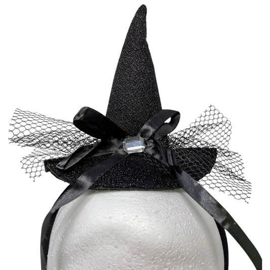 Witch Hat Headband – Black Sparkly Halloween Costume Accessory - UK SELLER