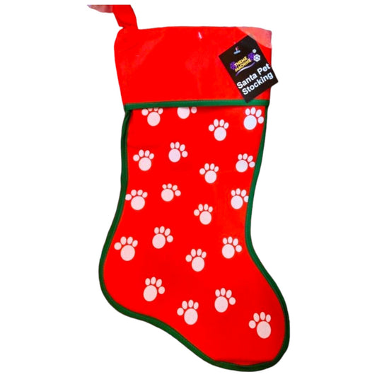 UK Stock: Red Paw Print Christmas Stocking