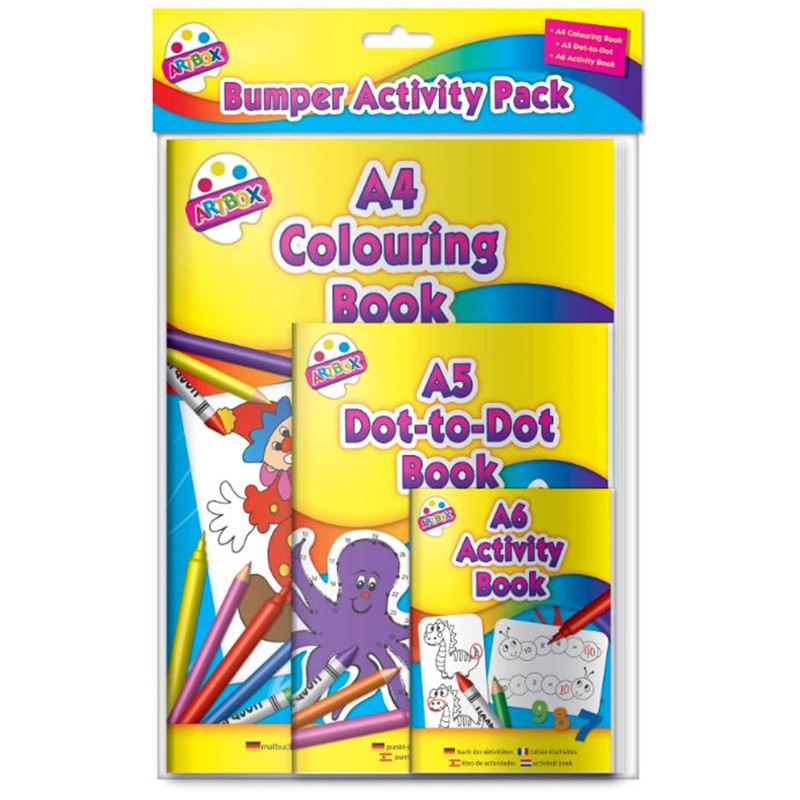 Bumper Activity Pack – A4 Colouring Book, A5 Dot-to-Dot & A6 Activity Book